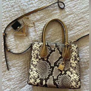 Michael Kors Gold Snakeskin Crossbody Purse